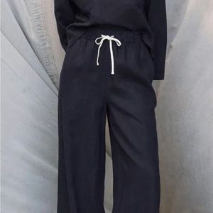 Buck Mason wide linen pants navy medium